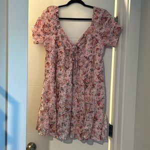 Pink floral mini dress. New with tags.